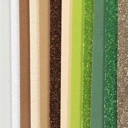 Mosgummi ark, str. 14x25 cm, tykkelse 2 mm, Naturfarver, 12 ark/ 1 pk.