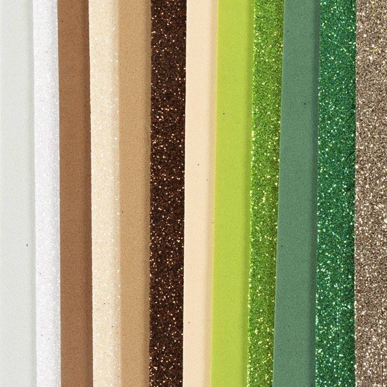 Mosgummi ark, str. 14x25 cm, tykkelse 2 mm, Naturfarver, 12 ark/ 1 pk.