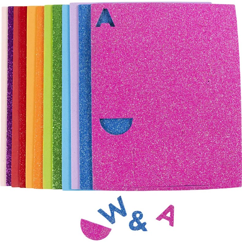 Mosgummi ark, str. 14x25 cm, tykkelse 2 mm, colorful, 12 ark/ 1 pk.
