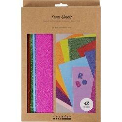 Mosgummi ark, str. 14x25 cm, tykkelse 2 mm, colorful, 12 ark/ 1 pk.