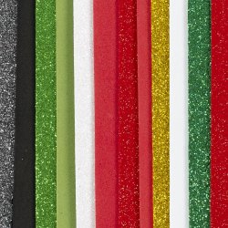 Mosgummi ark, str. 14x25 cm, tykkelse 2 mm, julefarver, 12 ark/ 1 pk.