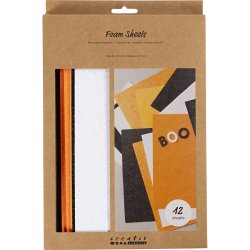 Mosgummi ark, str. 14x25 cm, tykkelse 2 mm, halloweenfarver, 12 ark/ 1 pk.