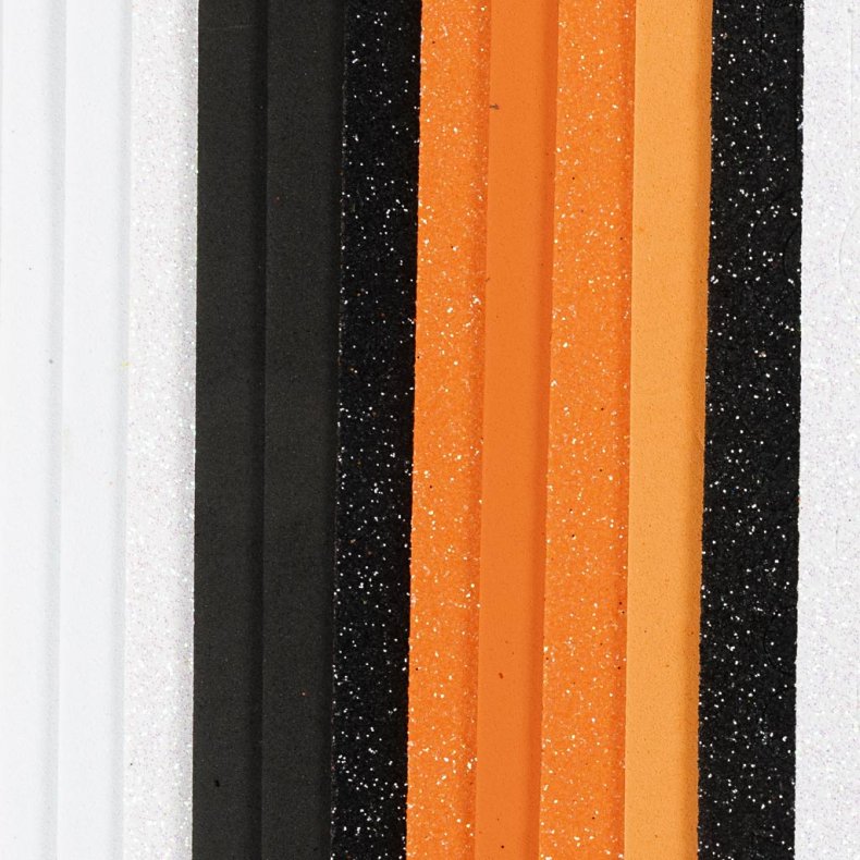 Mosgummi ark, str. 14x25 cm, tykkelse 2 mm, halloweenfarver, 12 ark/ 1 pk.