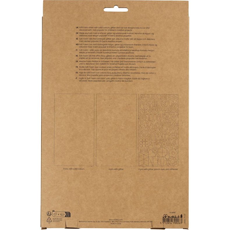 Mosgummi ark, str. 14x25 cm, tykkelse 2 mm, halloweenfarver, 12 ark/ 1 pk.