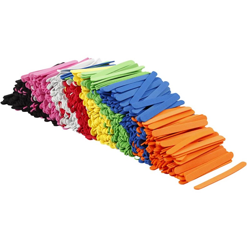 Mosgummi Ispinde, L: 11,5 cm, B: 1 cm, tykkelse 2 mm, ass. farver, 1000 stk./ 1 pk.