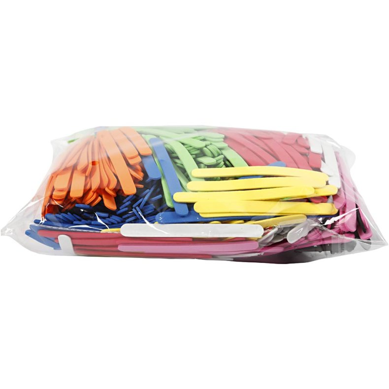 Mosgummi Ispinde, L: 11,5 cm, B: 1 cm, tykkelse 2 mm, ass. farver, 1000 stk./ 1 pk.