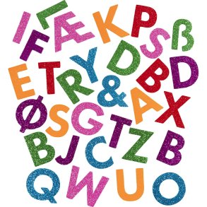 Mosgummi klisterm&aelig;rker, Bogstaver, selvkl&aelig;bende, H: 40 mm, colorful, 110 stk./ 1 pk.