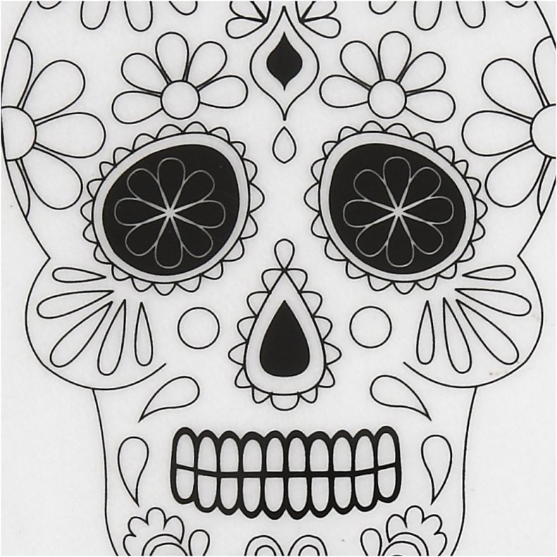 Krympeplast med motiver, kranier, ark 10,5x14,5 cm, tykkelse 0,3 mm, mat transparent, 4 ark/ 1 pk.