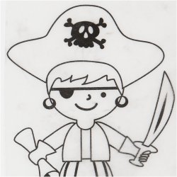 Krympeplast med motiver, pirater, ark 10,5x14,5 cm, tykkelse 0,3 mm, mat transparent, 4 ark/ 1 pk.