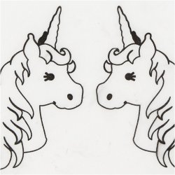 Krympeplast med motiver, enhj&oslash;rning, ark 10,5x14,5 cm, tykkelse 0,3 mm, mat transparent, 4 ark/ 1 pk.