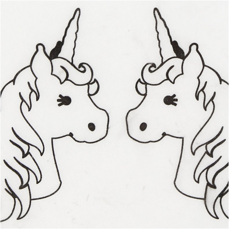 Krympeplast med motiver, enhj&oslash;rning, ark 10,5x14,5 cm, tykkelse 0,3 mm, mat transparent, 4 ark/ 1 pk.