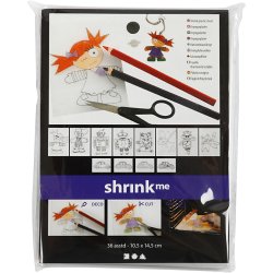 Krympeplast med motiver, ark 10,5x14,5 cm, tykkelse 0,3 mm, mat transparent, 36 ark/ 1 pk.