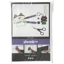 Krympeplast, ark 20x30 cm, tykkelse 0,3 mm, mat hvid, 100 ark/ 1 pk.