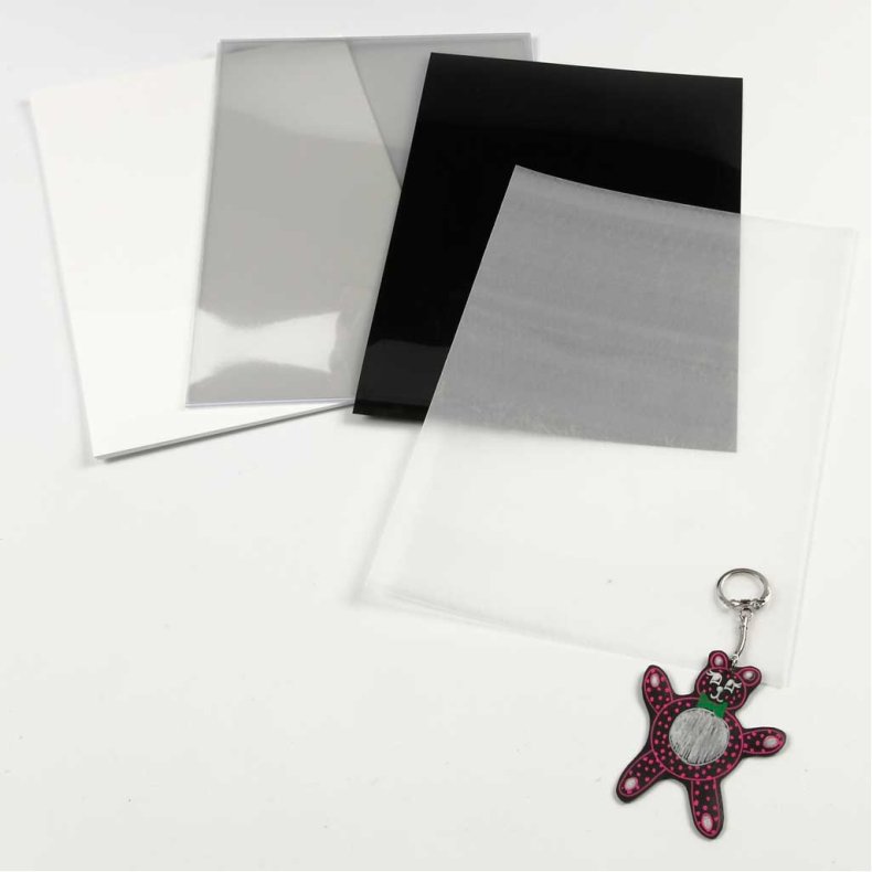 Krympeplast, ark 20x30 cm, tykkelse 0,3 mm, mat hvid, 10 ark/ 1 pk.