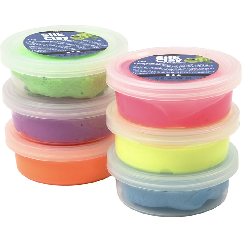 Silk Clay&reg;, neonfarver, 6x14g/ 1 pk.