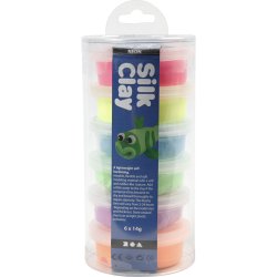 Silk Clay&reg;, neonfarver, 6x14 g/ 1 pk.