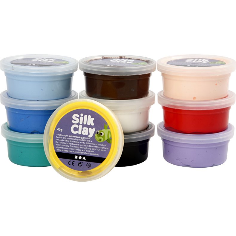 Silk Clay&reg;, Basic 1, ass. farver, 10x40g/ 1 pk.