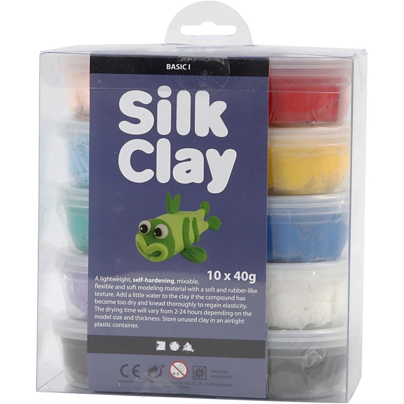 Silk Clay&reg;, Basic 1, ass. farver, 10x40 g/ 1 pk.
