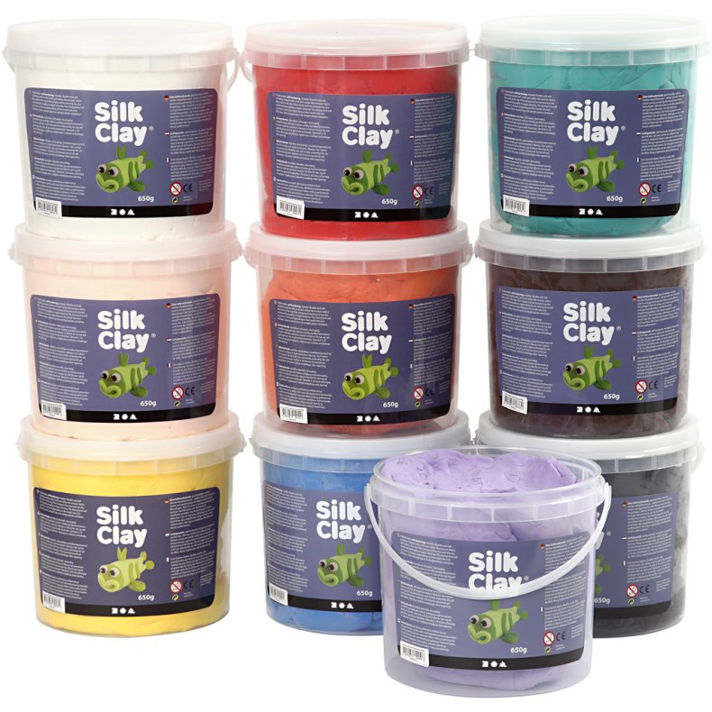 Silk Clay&reg;, ass. farver, 10x650g/ 1 pk.