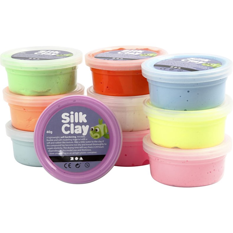 Silk Clay&reg;, Basic 2, ass. farver, 10x40g/ 1 pk.