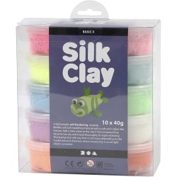 Silk Clay&reg;, Basic 2, ass. farver, 10x40 g/ 1 pk.