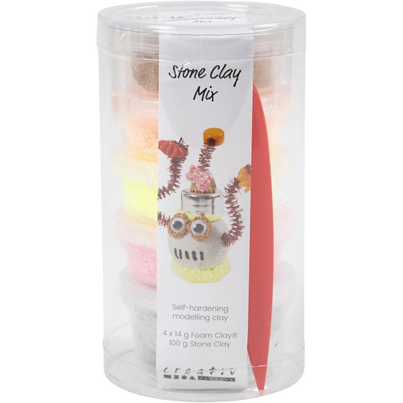 Stone Clay Mix, r&oslash;d/orange harmoni, 1 pk.