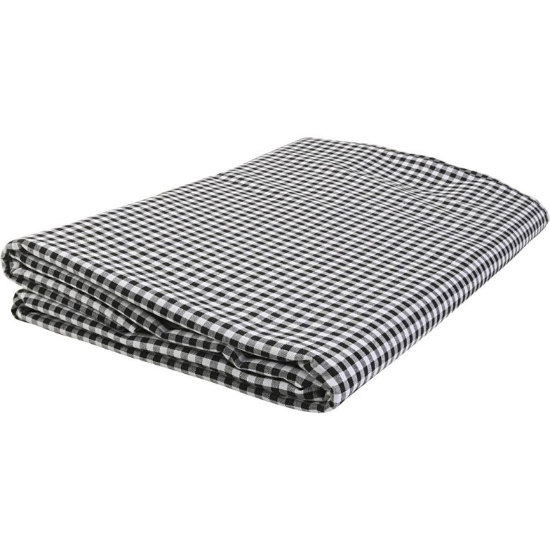 Bomuldsstof, tern 4x4 mm, B: 145 cm, sort, hvid, 5 m/ 1 pk.