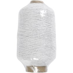 Tynd, rund elastiktr&aring;d, hvid, 1500 m/ 1 rl.
