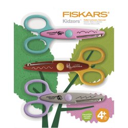 Fiskars Kidzors&trade; M&oslash;nstersakse, flodhest, kamel og pindsvin, 3 stk./ 1 pk.