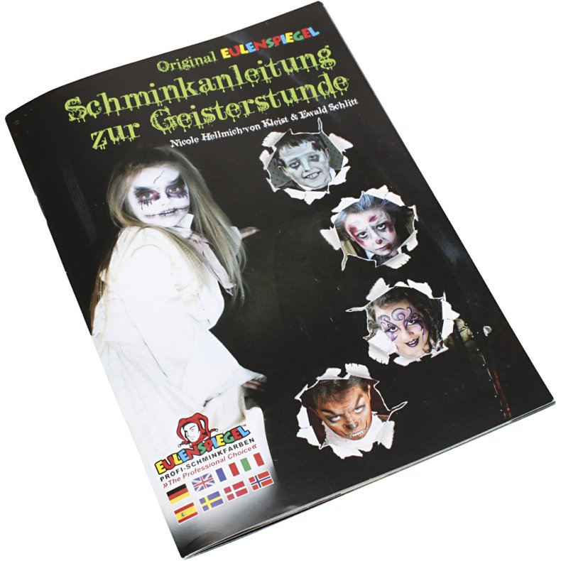 Eulenspiegel Sminkeh&aelig;fte, 16 uhyggelige masker, 1 stk.