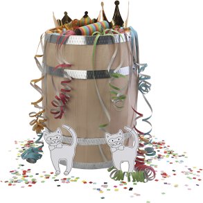 Fastelavnstønde inkl. dekosæt, bøg, H: 44 cm, ekstra stærk, 1 sæt