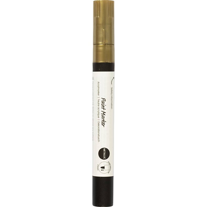 Dekorationstusch, metallic, streg 2,5 mm, guld, 1 stk.