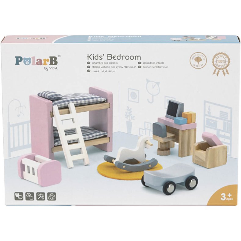 VIGA Dukkehus m&oslash;bler, b&oslash;rnev&aelig;relset, str. 2x2x7,5 cm, 8 dele/ 1 s&aelig;t