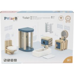 VIGA Dukkehus m&oslash;bler, badev&aelig;relse, str. 2x2x7,5 cm, 7 dele/ 1 s&aelig;t