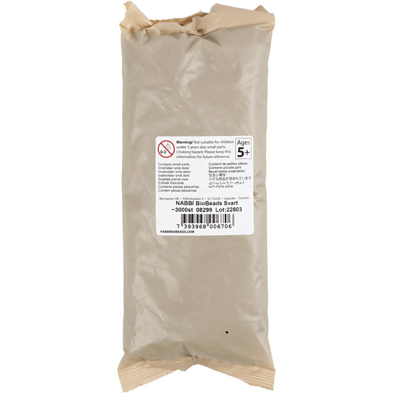 NABBI BioBeads R&oslash;rperler, str. 5x5 mm, hulstr. 2.5 mm, medium, sort, 3000 stk./ 1 pk.