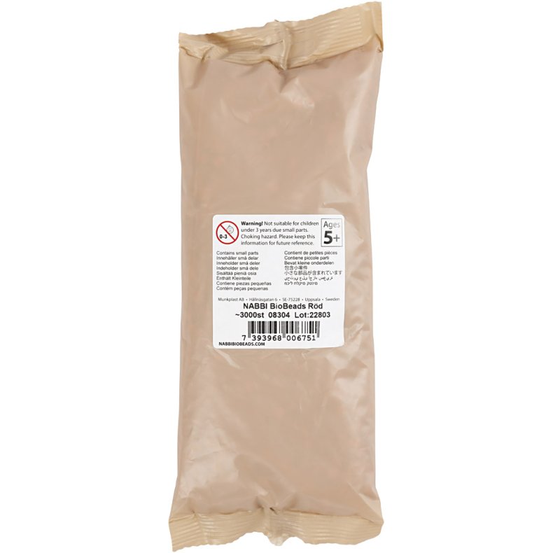 NABBI BioBeads R&oslash;rperler, str. 5x5 mm, hulstr. 2.5 mm, medium, r&oslash;d, 3000 stk./ 1 pk.