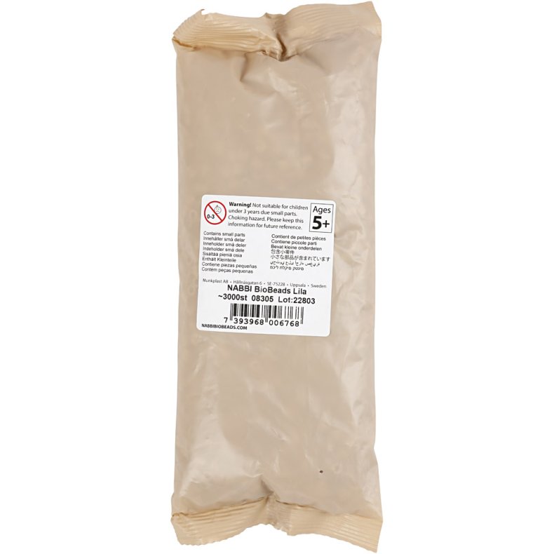 NABBI BioBeads R&oslash;rperler, str. 5x5 mm, hulstr. 2.5 mm, medium, lilla, 3000 stk./ 1 pk.