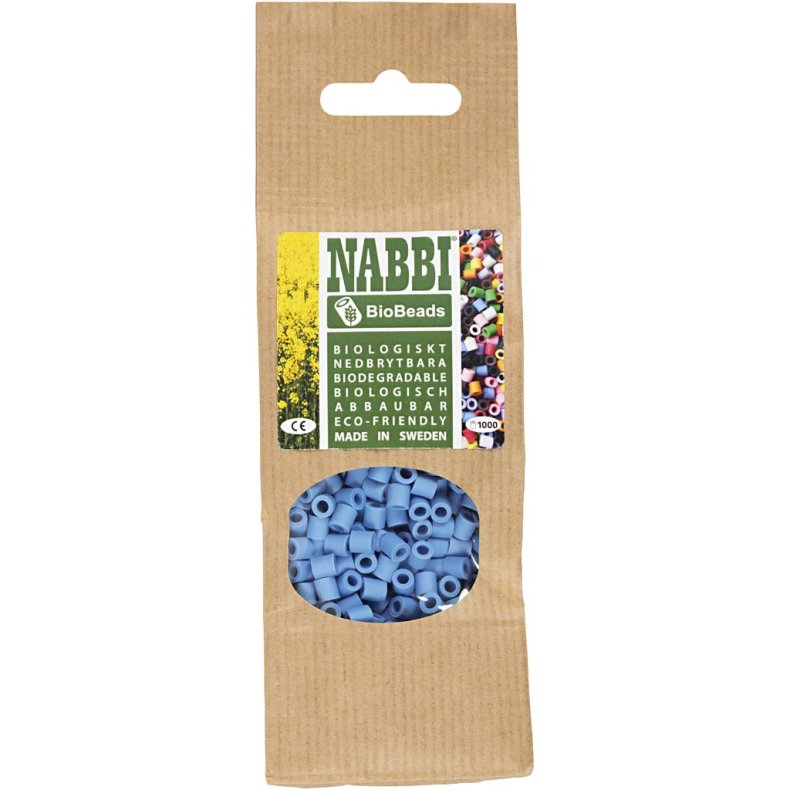 NABBI BioBeads R&oslash;rperler, str. 5x5 mm, hulstr. 2.5 mm, medium, bl&aring;, 1000 stk./ 1 pk.