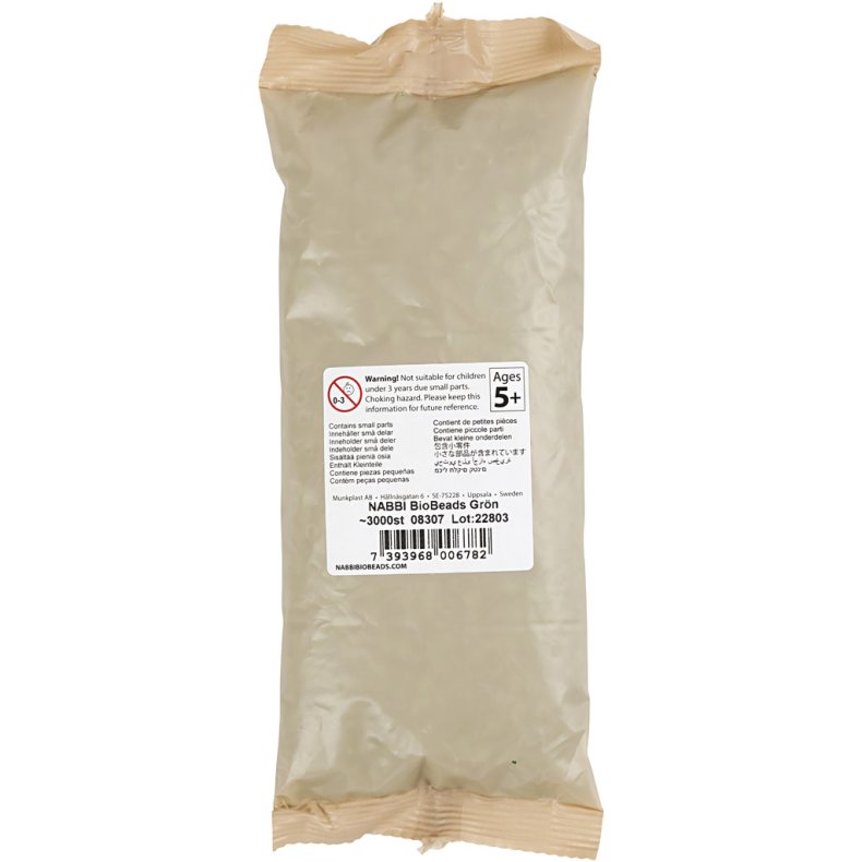 NABBI BioBeads R&oslash;rperler, str. 5x5 mm, hulstr. 2.5 mm, medium, gr&oslash;n, 3000 stk./ 1 pk.