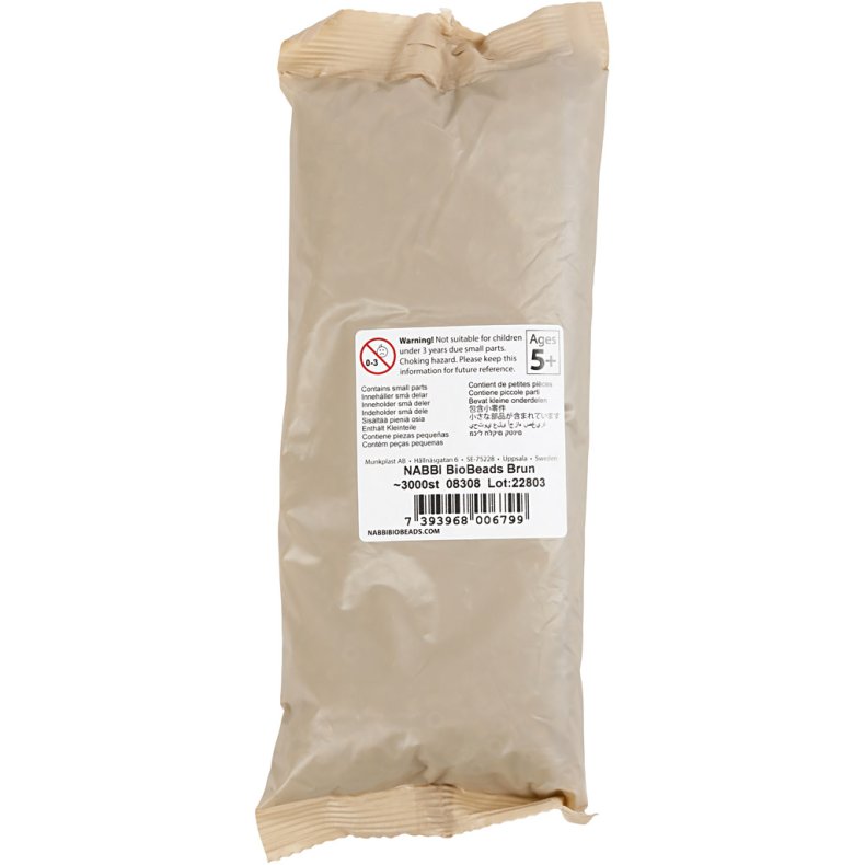 NABBI BioBeads R&oslash;rperler, str. 5x5 mm, hulstr. 2.5 mm, medium, brun, 3000 stk./ 1 pk.