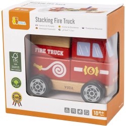 VIGA Stabel Brandbil i tr&aelig;, Brandbil, str. 13x10x8 cm, 1 stk.
