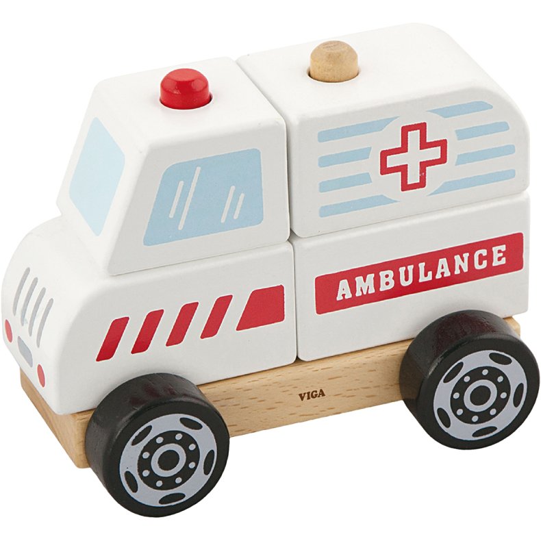 VIGA Stabel Ambulance i tr&aelig;, Ambulance, str. 13x10x8 cm, 1 stk.