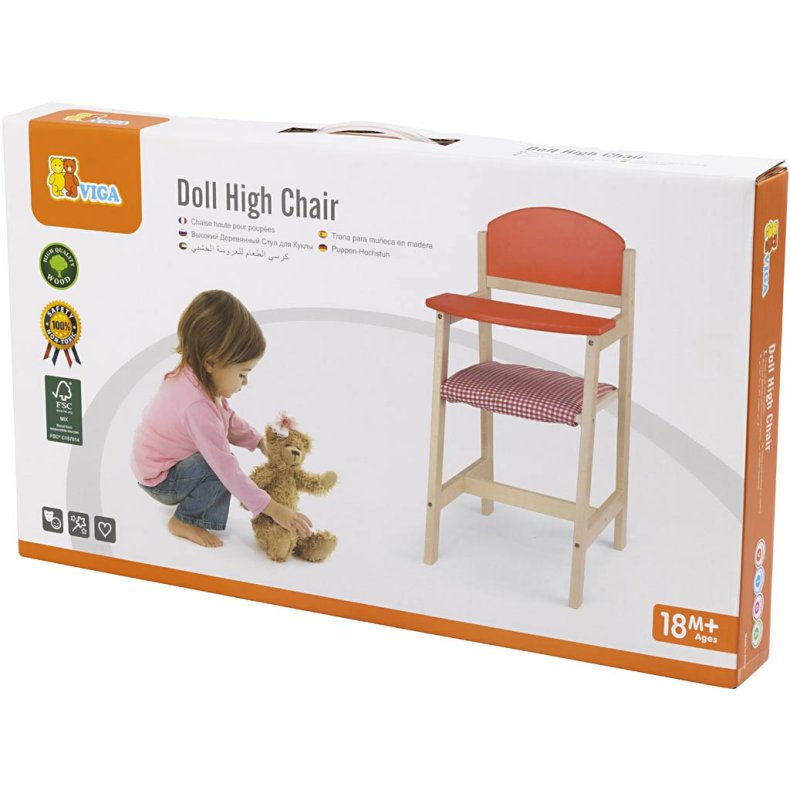 VIGA Dukke H&oslash;jstol i Tr&aelig;, str. 29x31x60 cm, 1 stk.