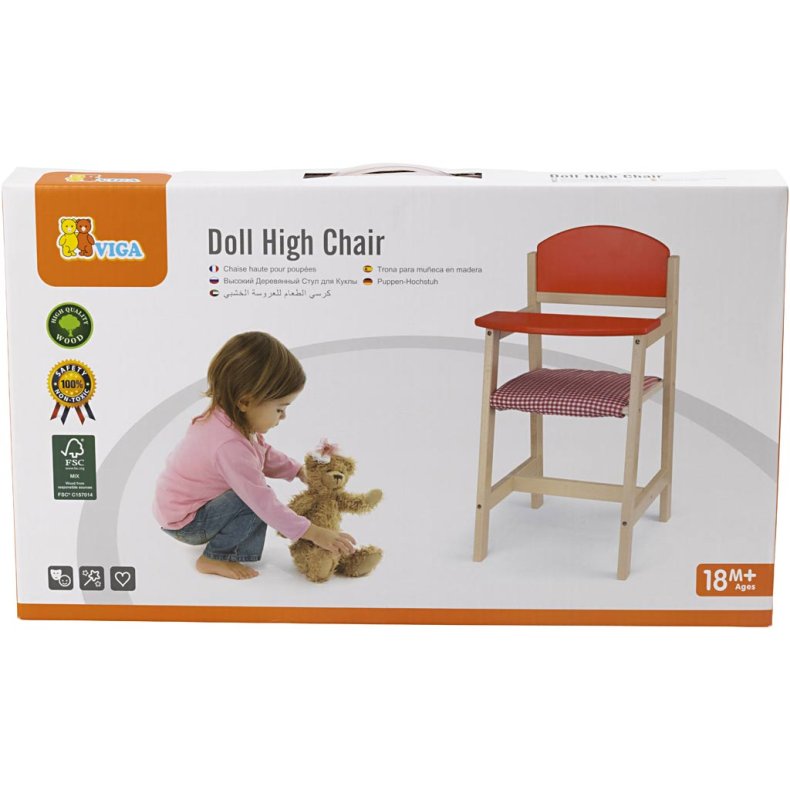 VIGA Dukke H&oslash;jstol i Tr&aelig;, str. 29x31x60 cm, 1 stk.