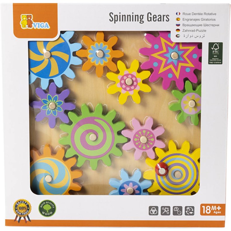 VIGA Aktivitetsleget&oslash;j Tandhjul i Tr&aelig;, str. 30x30 cm, 1 stk.