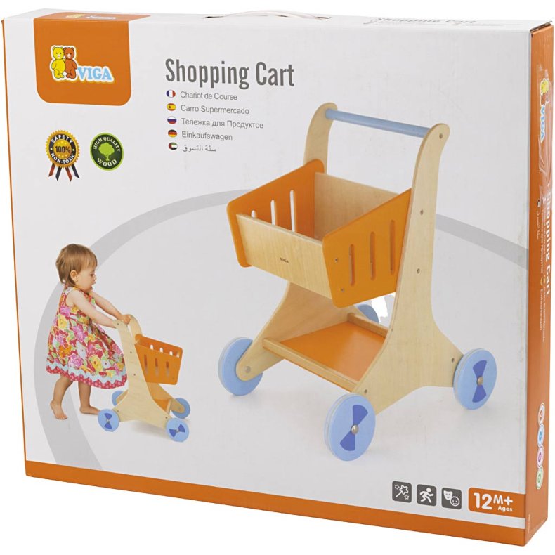 VIGA Indk&oslash;bsvogn i Tr&aelig;, str. 48x30x41,5 cm, 1 stk.