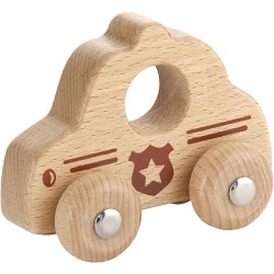 VIGA Lille Politibil i tr&aelig;, Politibil, str. 9x7,5 cm, 1 stk.