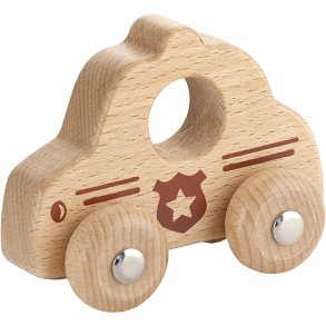 VIGA Lille Politibil i træ, Politibil, str. 9x7,5 cm, 1 stk.