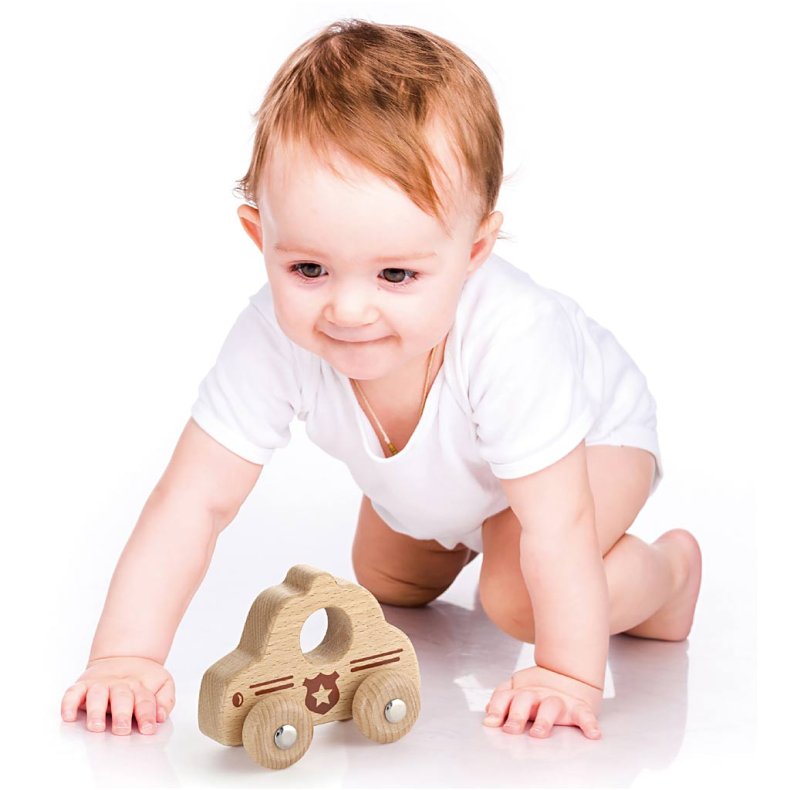 VIGA Lille Politibil i tr&aelig;, Politibil, str. 9x7,5 cm, 1 stk.