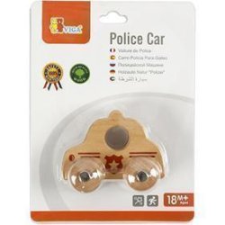 VIGA Lille Politibil i tr&aelig;, Politibil, str. 9x7,5 cm, 1 stk.
